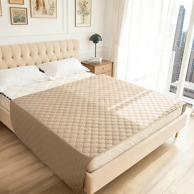 gogobunny 3X Stronger Waterproof Pet Blanket, Scratch Proof Furniture Protector for Dogs Cats, Reversible Cover 68x82 Inch, Dark Beige