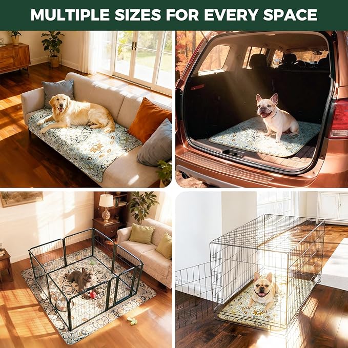 FXW Washable Pee Pads for Dogs, Puppy Pads with Super Absorbent, Specifically Designed for 24inch Cages, 17" x 23" Rectangle, Boho Beige, 2 Packs