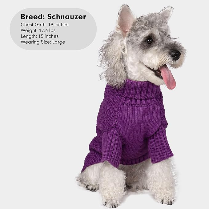 cyeollo Dog Sweater Pullover Turtleneck for Large Dogs, Classic Knitwear Fall Winter Cold Weather Dog Clothes Warm Pet Apparel Medium Large Dog Sweaters, Purple 2XL