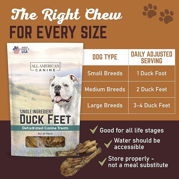 10 Natural Duck Feet Dog Treats– Single Ingredient, Dehydrated & Digestible – Crunchy, Low-Fat, High-Protein Chew for Joint Support & Dental Health – Made in USA