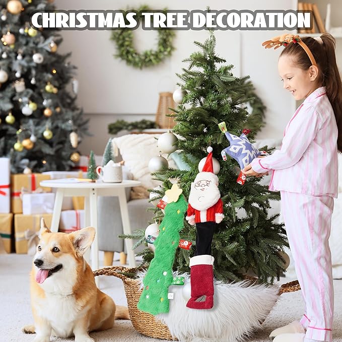 Nocciola 3 Pack Christmas Dog Toys, Interactive Crinkle Dog Squeaky Toys, Plush Dog Toys for Christmas, Christmas Toys for Puppy Small Medium Large Dogs & Aggressive Chewers