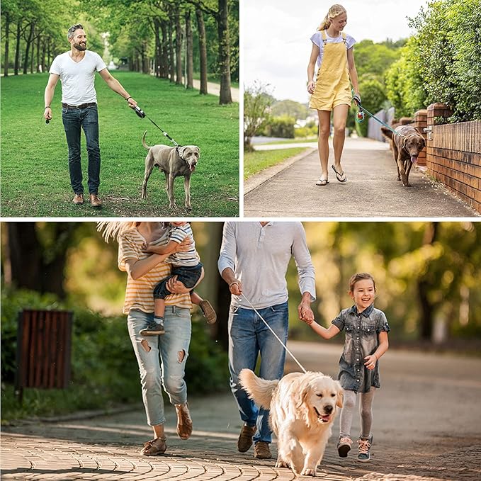 Long Dog Leash 30 FT: Heavy Duty Rope Leashes for Dogs Training with Swivel Lockable Hook Reflective Threads Bungee and Padded Handle - Dog Lead for Large Small Medium Dogs Outside Walking Hiking