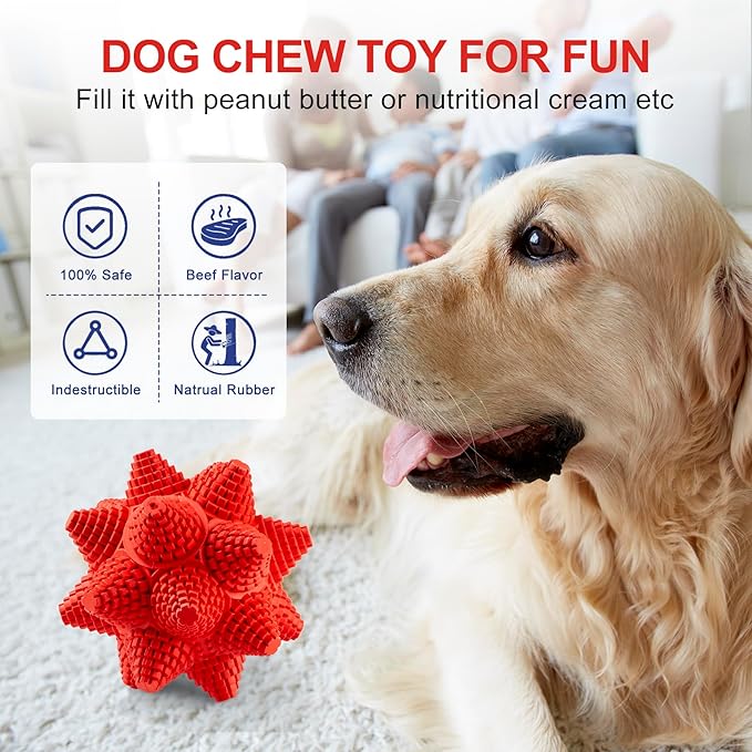 LiuMelinda Dog Chew Toys for Aggressive-Chewers - Indestructible Dog Toy for Aggressive Chewer,Tough Chew Toys for Dogs (Rubber Stacked Star Ball)