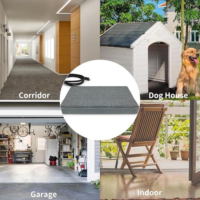 Heated Pet Beds for Indoor/Outdoor Cat & Dog Orthopedic Foam Warming Cat Beds Auto Temperature Control, Washable Cover with Waterproof Liner Thermo Kitty Electric Heating Bed