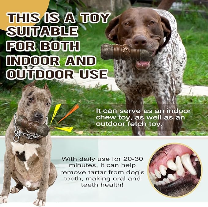 LiuMelinda Dog Chew Toys for Aggressive-Chewers - Indestructible Dog Toy for Aggressive Chewer,Tough Chew Toys for Dogs (Rubber Log-Bone)