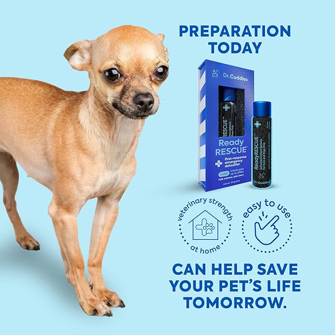Dr. Cuddles ReadyRESCUE – Next-Generation Activated Charcoal for Dogs & Cats, 30g - Veterinary-Grade Toxin Detox - Emergency Pet First Aid - Fast Acting, Safe & Travel-Ready
