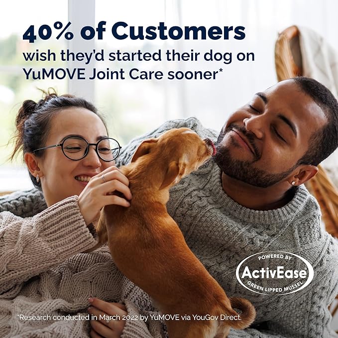 Yumove Dog Joint Supplement, Hip and Joint Supplement for Dogs with Glucosamine Chondroitin, Hyaluronic Acid, Green Lipped Mussel and Omega 3, Dog Hip and Joint Aches and Stiffness (300 Tasty Bites)