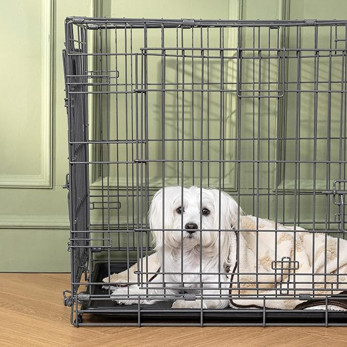 Embossed Sherpa Dog Blankets for Large Dogs - Waterproof Cat Blankets for Indoor Cats - Heavy Duty Couch Cover Protector - Soft Reversible Throw Furniture Protection - Large, Cream