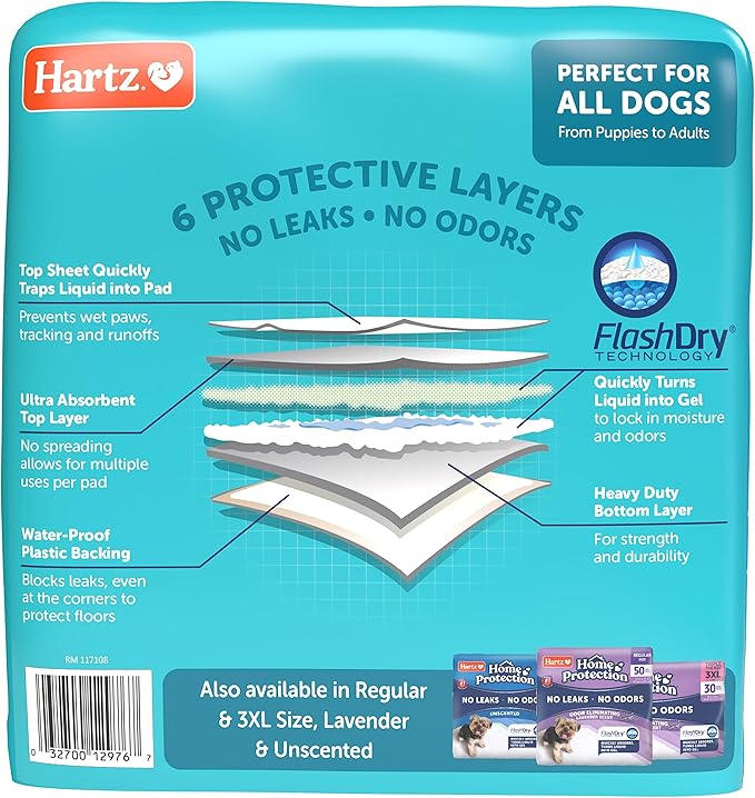 Hartz Home Protection Mountain Fresh Scented Dog Pads, XXL 20 Count, Super Absorbent & Won't Leak, Odor Eliminating