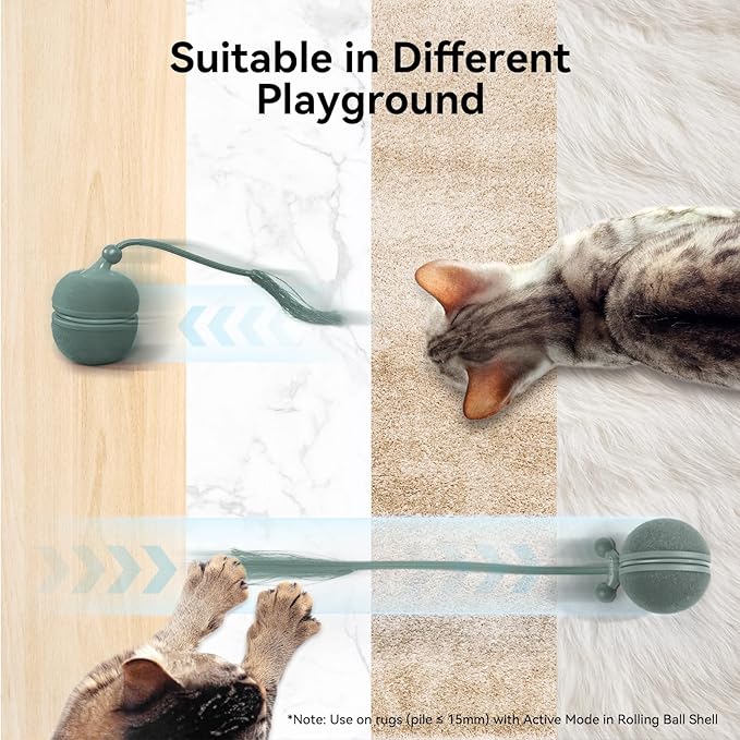 2 in 1 Interactive Cat Toys for Indoor Cats - Wicked Ball Duo2 Automatic Cat Toy, Rolling Ball & Spinning Top, Electric Cat Toy Balls with Chirping Sounds & Speedy Tail, Moving Kitten Toys