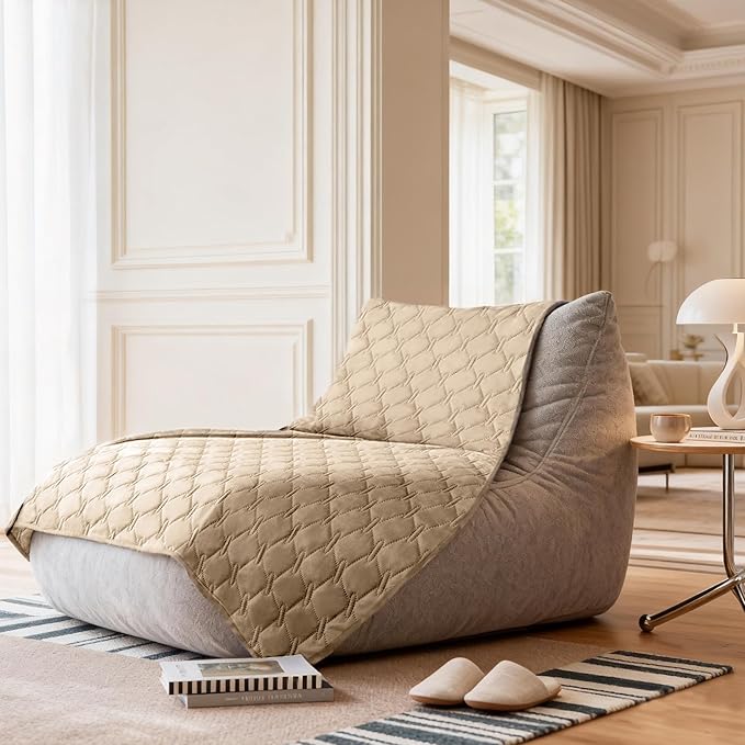 gogobunny 3X Stronger Waterproof Pet Blanket, Scratch Proof Furniture Protector for Dogs Cats, Reversible Cover 82x102 Inch, Dark Beige