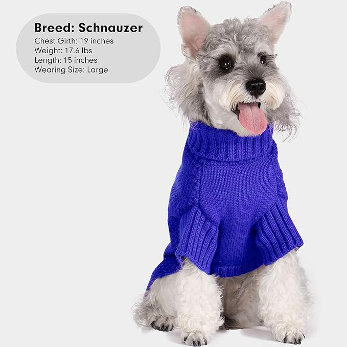 cyeollo Dog Sweater Pullover Turtleneck for Dogs, Classic Knitwear Fall Winter Cold Weather Doggie Clothes Warm Pet Apparel Small Medium Large Dog Sweaters, Royal Blue S