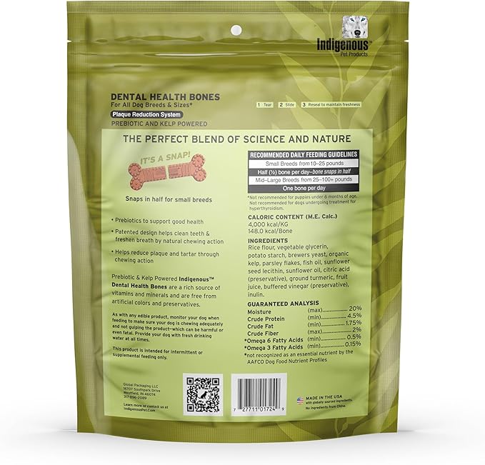 Indigenous Dental Health Bones Original Fresh Breath Flavor 17ounces (Pack of 2)