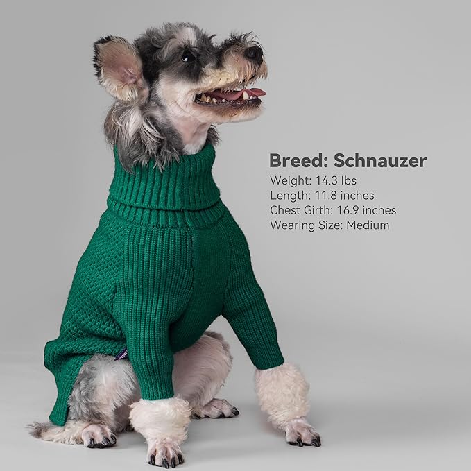 cyeollo 4XL Dog Christmas Sweater,Pullover Turtleneck for Large Giant Dogs Classic Knitwear Fall Winter Cold Weather Dog Clothes Warm Pet Apparel Large Big Dogs Sweaters Male&Female, Green XXXXL