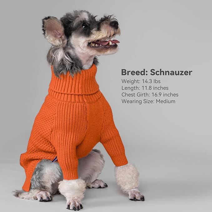 cyeollo 4XL Dog Sweater,Pullover Turtleneck for Large Dogs Classic Knitwear Fall Winter Cold Weather Pet Clothes for Giant Breed Warm Pet Apparel Large Big Dog Sweaters Female, Orange XXXXL