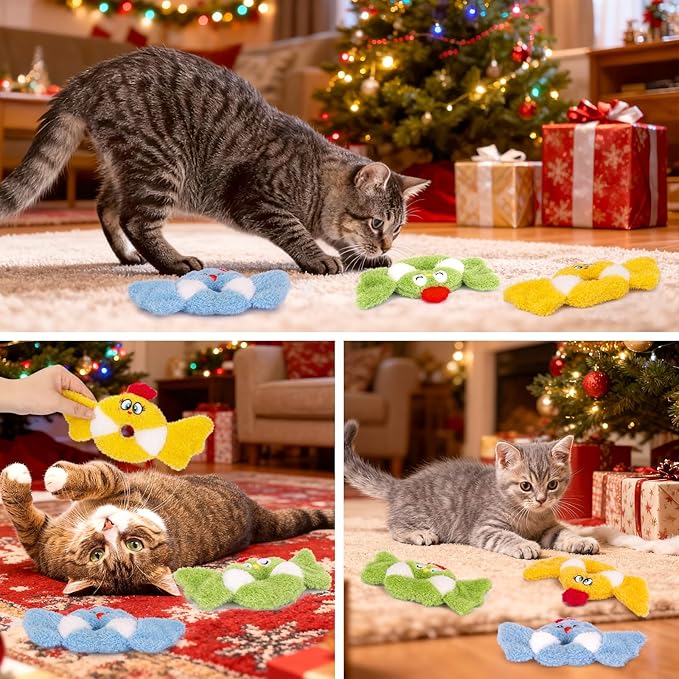 Retro Shaw Cat Toys,Bird Cat Toy with Catnip & Silvervine - Interactive Realistic Kitten Toy with Crinkle Sound for Indoor Cats, Satisfies Natural Hunting Instincts