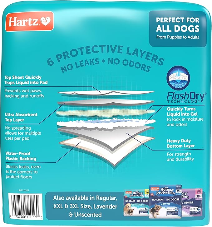 Hartz Home Protection Mountain Fresh Scented Dog Pads, XL 30 Count, Super Absorbent & Won't Leak, Odor Eliminating