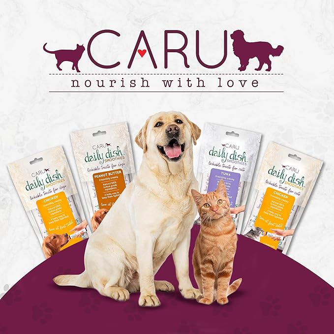 Caru - Daily Dish Smoothies - Lickable Tuna Cat Treat or Pet Food Topper - .5oz Tubes - 4 Tubes per Pack - 12 Pack