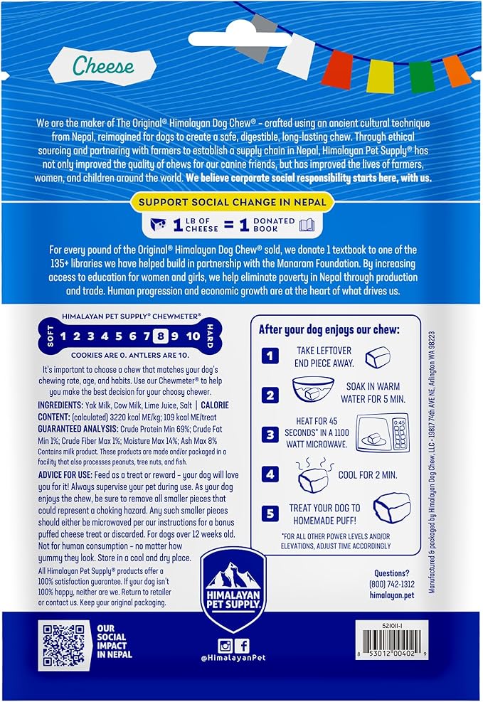 Himalayan Dog Chew Original Yak Cheese Chew, 3 Small Sticks, 1.1 oz, Gluten Free, Healthy Treats, Grain & Lactose Free 100% Natural, Long Lasting for Dogs Under 15 lbs