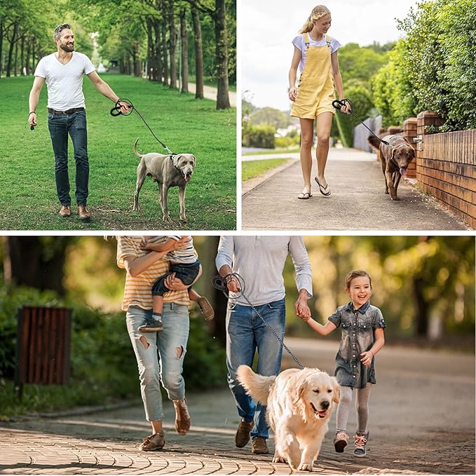 jenico Long Dog Leash 30FT: Heavy Duty Rope Leashes for Dogs Training with Swivel Lockable Hook Reflective Threads Bungee and Padded Handle - Dog Lead for Large Small Medium Dogs Outside