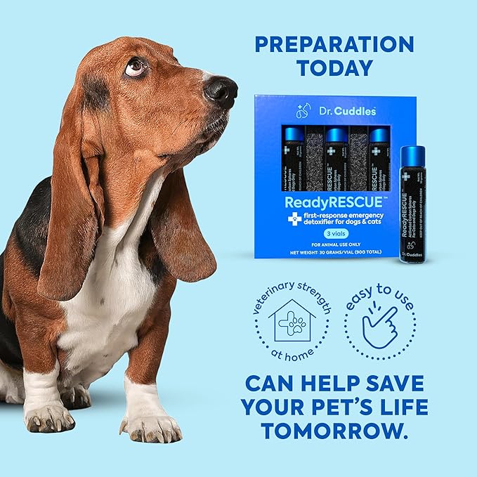 Dr. Cuddles ReadyRESCUE – Next-Generation Activated Charcoal for Dogs & Cats, 30g - Veterinary-Grade Toxin Detox - Emergency Pet First Aid - Fast Acting, Safe & Travel-Ready
