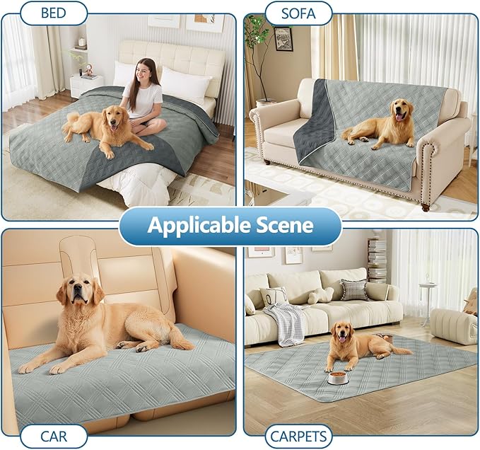 hyha Waterproof Dog Blanket, Reversible Pet Bed Blanket, Soft Sofa Couch Cover for Dogs Washable, Waterproof Pet Couch Covers for Sofa Puppy Cats Furniture Protector(82"x82", Grey/Dark Grey)