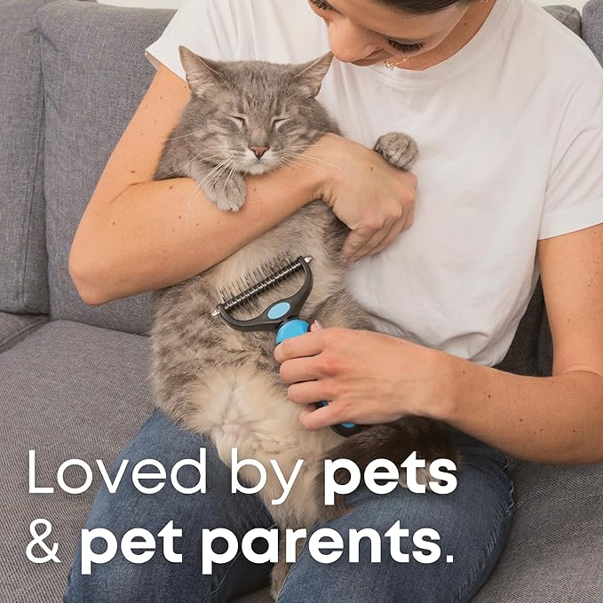 Freshly Bailey Dematting Comb for Cats and Dogs, Mat Remover and Deshedding Grooming Tool, Safe Detangler for Matted Fur, Double Sided Undercoat Rake