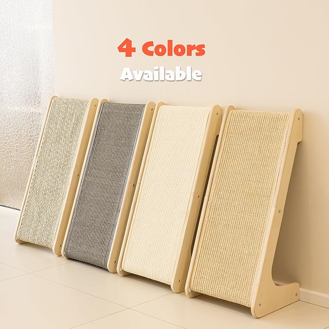 PETKARAY L Shape Cat Scratcher, Sisal Kitty Scratching Ramp, Vertical Scratch Pad for Indoor Cats, 25.2" Furniture Protector with Catnip, Chevron