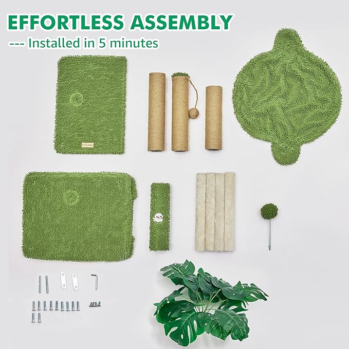 Large Cat Tree for Indoor Cats, Multi-Functional Comfy Cat Bed - 48inch Tall Cat Tower with Scratching Post, Cozy Hammock for Kittens and Adults Cat, Cute Cando with Toy