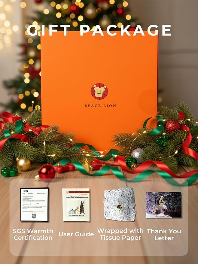 SPACE LION Dog Puffer Jacket, Down Winter Coat, Durable Outdoor Coat for Cold and Windy Conditions, Lightweight & Adjustable Fit Coats for Large Dogs,(Khaki, Size28/4XL)