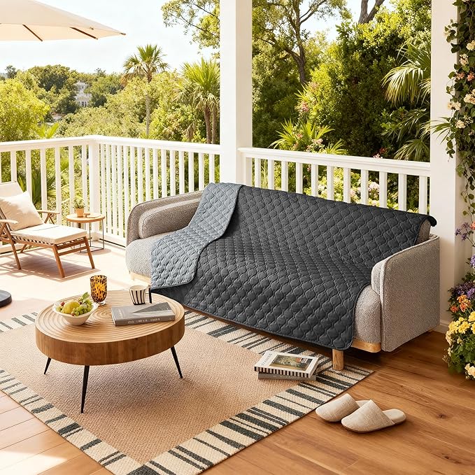 gogobunny 100% Double Sided Waterproof Dog Blanket Soft Pet Bed Cover Reversible Protect Furniture Couch Sofa Car for Puppy Large Dog Cat (Dark Charcoal/Light Charcoal, 82x102 Inch (Pack of 1))