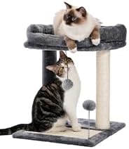 Cat Scratching Post with Soft Perch Nest Sisal-Covered Scratch Posts and Pads, and Cat Ded with Two Plush Balls is Perfect for Playing with Kittens and Cats