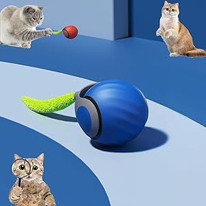 Christmas Stocking Stuffer Speedy 2.0 Tail Interactive Cat Toys for Indoor Cats, Automatic Cat Toy with Tail, Electric Rolling Ball on Carpet,Cat Toys for Bored Indoor Adult Cats (Blue)