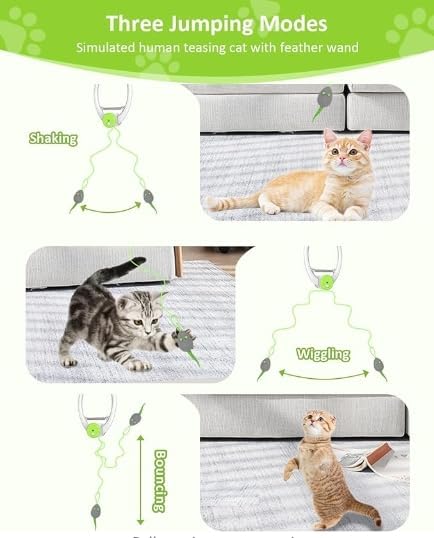 KWV Interactive Cat Toys for Indoor Cats - Automatic Flying Bird Feather Wand Chase Exercise Enrichment Stimulation, Rechargeable Durable Safe Kitten & Adult Cat Electric Hanging Toy for Bored Cats