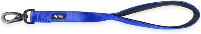 Hyhug Durable and Comfy 18'' Nylon Short Leash with Super Soft Neoprene Lined Handle for Large Medium Boy and Girl Dogs - Daily Use Walking and Professional Training. (18 Inches, Bright Blue)