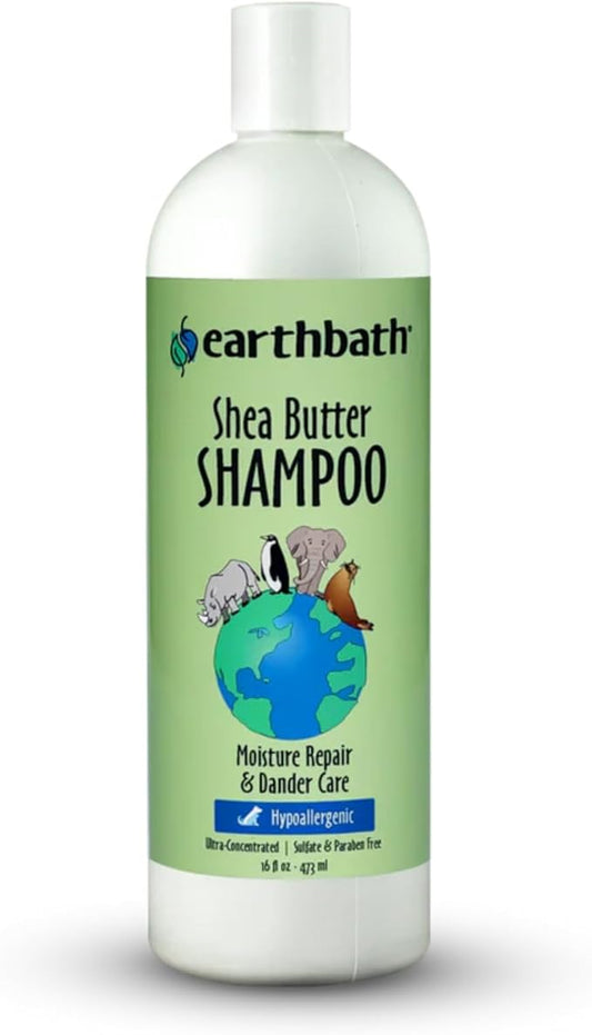 earthbath, Shea Butter Shampoo - Hypoallergenic Dog Shampoo, Plant-Based, Cruelty-Free, Vegan, Gluten-Free, Non-GMO, Made in USA, Moisutre Repair & Dander Care - 16 Oz (1 Pack)