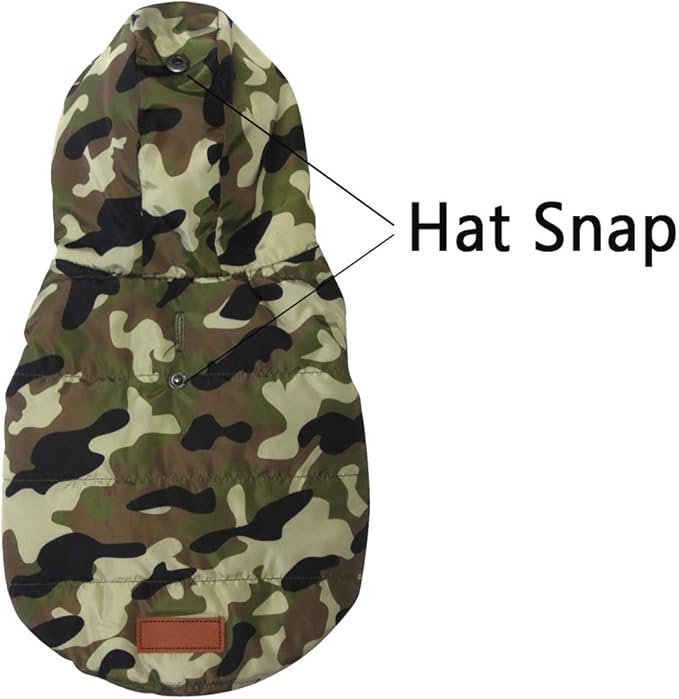 Fleece Lining Extra Warm Dog Hoodie in Winter,Small Dog Jacket Puppy Coats with Hooded,Green Camo S