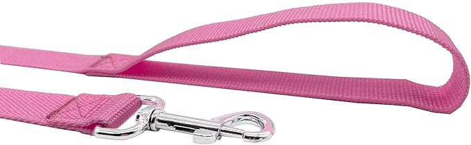 Nylon Dog Training Leash, Traction Rope, 4Ft /5 Foot /6 Feet Long, 5/8 inch 3/4 Inch 1 Inch Wide, for Small and Medium Dogs (Pink, 1'' x 15 FT)