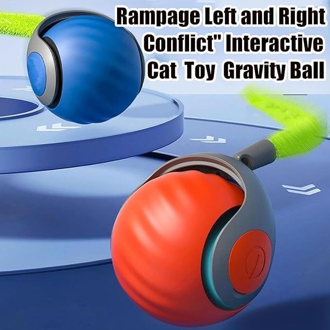 Christmas Stocking Stuffer Speedy 2.0 Tail 2 Packs Interactive Cat Toys for Indoor Cats, Automatic Cat Toy with Tail, Electric Rolling Ball on Carpet,Cat Toys for Bored Indoor Adult Cats