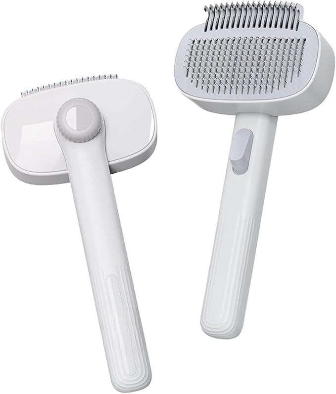 2-in-1 Gentle Deshedding & Detangling Brush for Dogs & Cats - Adjustable Pet Grooming Tool for Daily Coat Care, Manages Loose Fur & Reduces Matting for Long-Haired Breeds