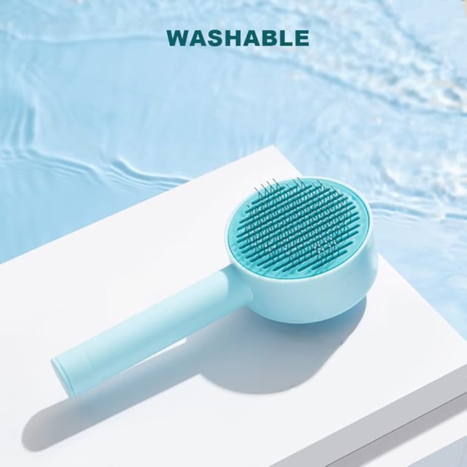 Cat and Small Dog Deshedding Brush with Release Button for Removing Loose Hair, Tangles, and Promoting Skin Friendliness