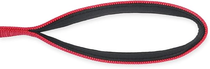 Hyhug Traffic Nylon 18 Inches Short Leash with Soft Neoprene Padded Handle for Giant Large Medium Boy and Girl Dogs - Professional Training, Daily Use Walking. (18 Inches, Red)