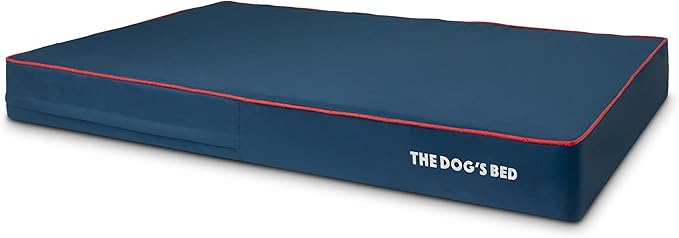 The Dog’s Bed Orthopedic Cooling Memory Foam Dog Bed, XXL Blue & Red Trim, Pain Relief for Arthritis, Hip & Elbow Dysplasia, Post Surgery, Lameness, Supportive, Washable Cover, Veterinary Approved