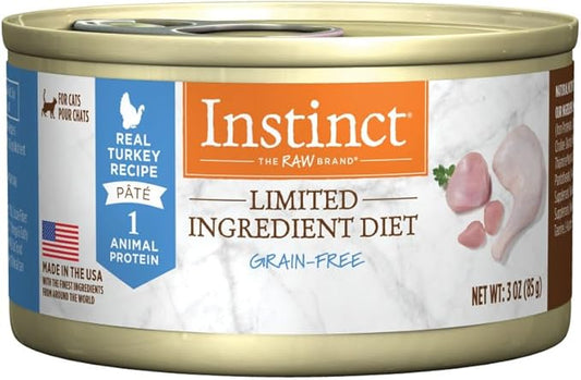 Instinct Limited Ingredient Diet, Natural Wet Cat Food, Grain Free Recipe - Real Turkey, 3 Ounce (Pack of 24)