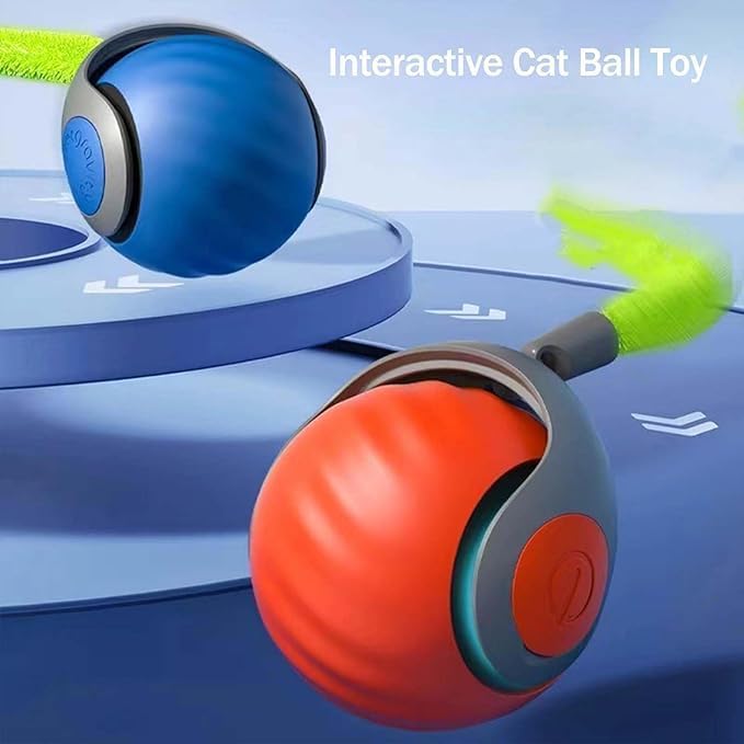 Christmas Stocking Stuffer Speedy 2.0 Tail 2 Packs Interactive Cat Toys for Indoor Cats, Automatic Cat Toy with Tail, Electric Rolling Ball on Carpet,Cat Toys for Bored Indoor Adult Cats