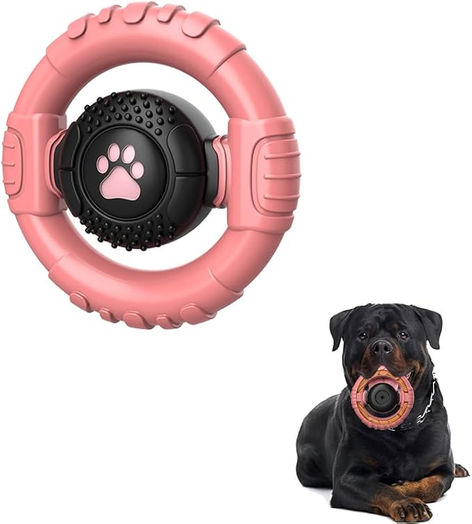 Dog Toys for Aggressive Chewers Large Medium Breed, Indestructible Squeaky Dog Chew Toys, Tough Nylon Rubber Interactive Dog Toys to Keep Them Busy