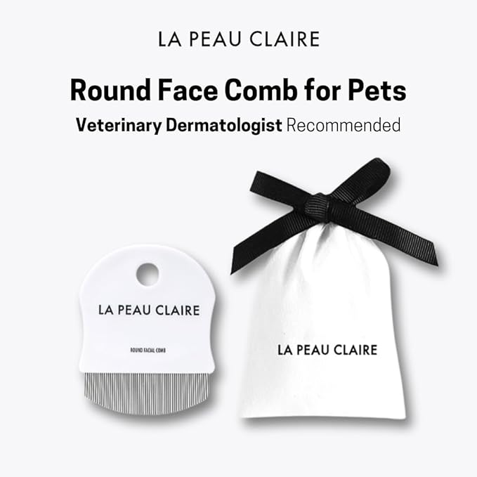 Professional Dog Eye Comb and Cat | Tear Stain Remover for Pets | Round Fine-Tooth Grooming Brush for Gentle Facial Cleansing | Easy Eye Gunk Remover | Includes Bag