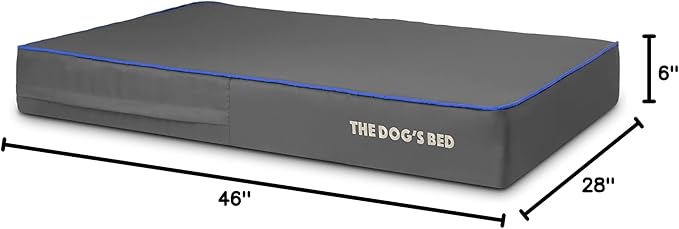 The Dog’s Bed Orthopedic Memory Foam Dog Bed, XL Grey/Blue 46x28, Pain Relief for Arthritis, Hip & Elbow Dysplasia, Post Surgery, Lameness, Supportive, Calming, Waterproof Washable Cover