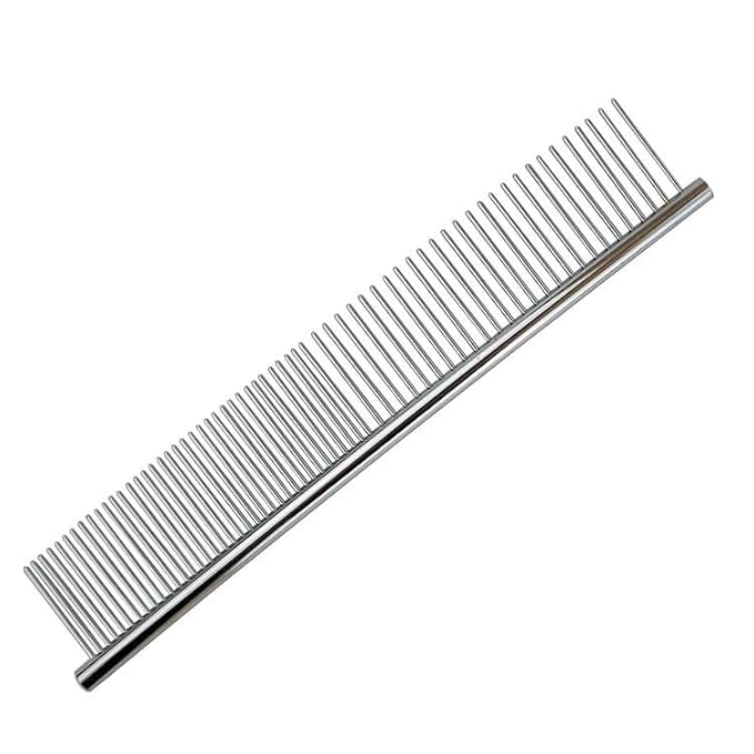 Dog Combs with Rounded Ends Stainless Steel Teeth, Cat Comb Effective at Removing Tangles and Knots, Professional Grooming Tool for Long and Short Haired Dog, Cat and other pets