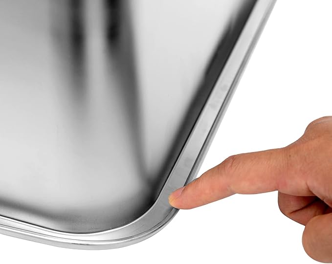 Kichwit Stainless Steel Cat Litter Box, Metal Cat Litter Pan, Kitten Litter Box Tray, Non Stick Smooth Surface (17.5" L x 13.5" W x 6" H)